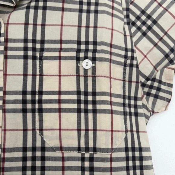 Kid Dress button down 14T Burberry beige short sleeves - Picture 2 of 4
